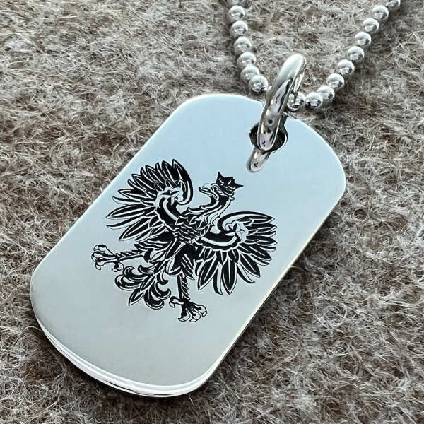 Polish Eagle Dog Tag Necklace, Personalised, 925 Sterling Silver